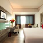 in a relaxed hotel featuring dining