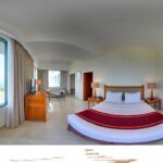 a bar & an outdoor pool.