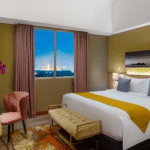 Understated quarters in a relaxed hotel featuring a restaurant