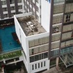 a relaxed restaurant & an outdoor pool