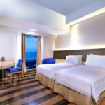 a pool & a restaurant.