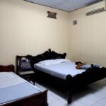Modest lodging in a rest stop hotel