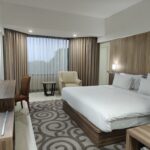 a fitness center & a restaurant.