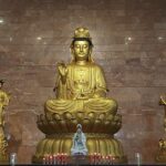 Large Buddhist temple with many statues