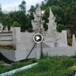 Temple rebuilding is in progress.