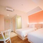 Airy quarters in a modern hotel with an international restaurant & an outdoor pool