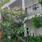 an outdoor pool & dining.