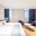 Warmly decorated quarters in a laid-back hotel offering a gym