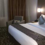 an outdoor pool & meeting space.