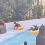 Upbeat attraction with swimming pools & water slides