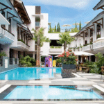 Modern quarters in a laid-back hotel with dining