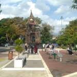 an outdoor gym & a running track