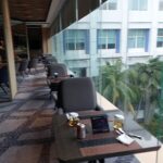 a bar & an outdoor pool.