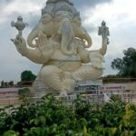 42-ft-high statue of Ganesha depicted with 4 hands & 4 faces.